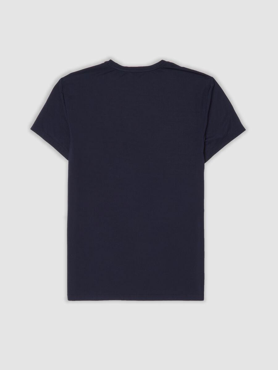 Blue stretch modal crew-neck T-shirt_2