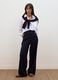 Blue stretch viscose straight-fit trousers_0