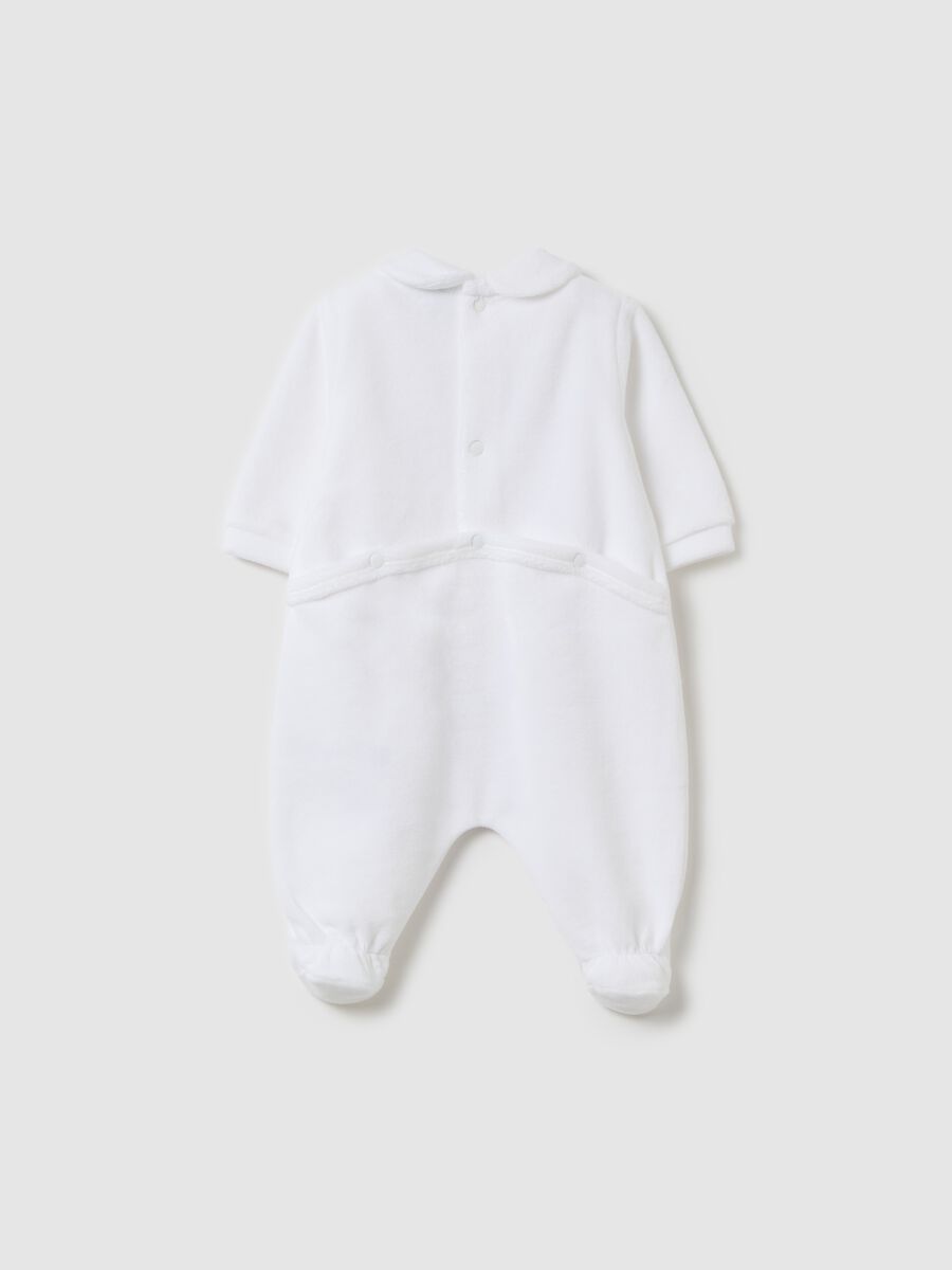 Velour onesie with feet and animals embroidery_1