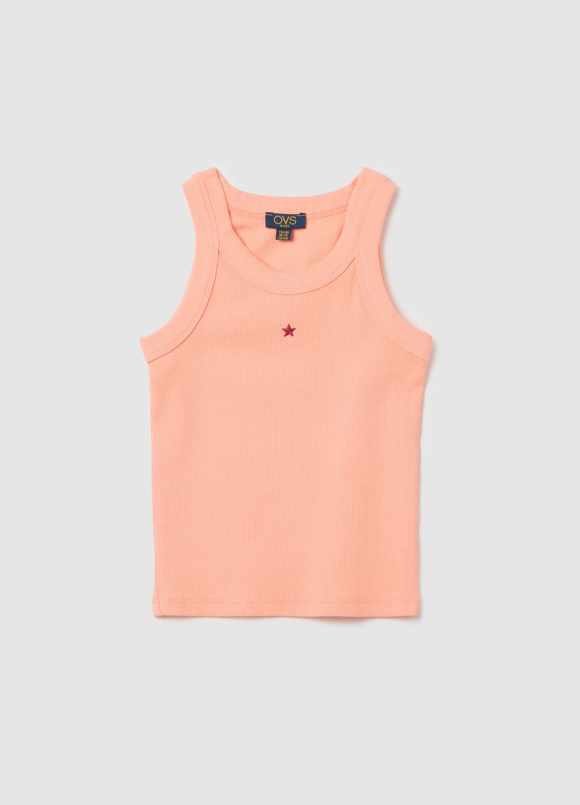 Canotta da ragazze in cotone arancione fitted