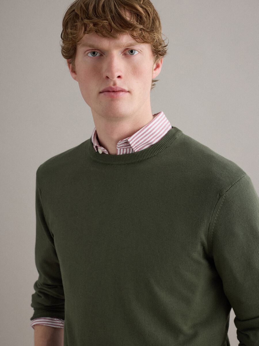 Pullover verde in puro cotone_3