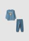 Blue organic cotton crew-neck pyjamas with cute animal print_0