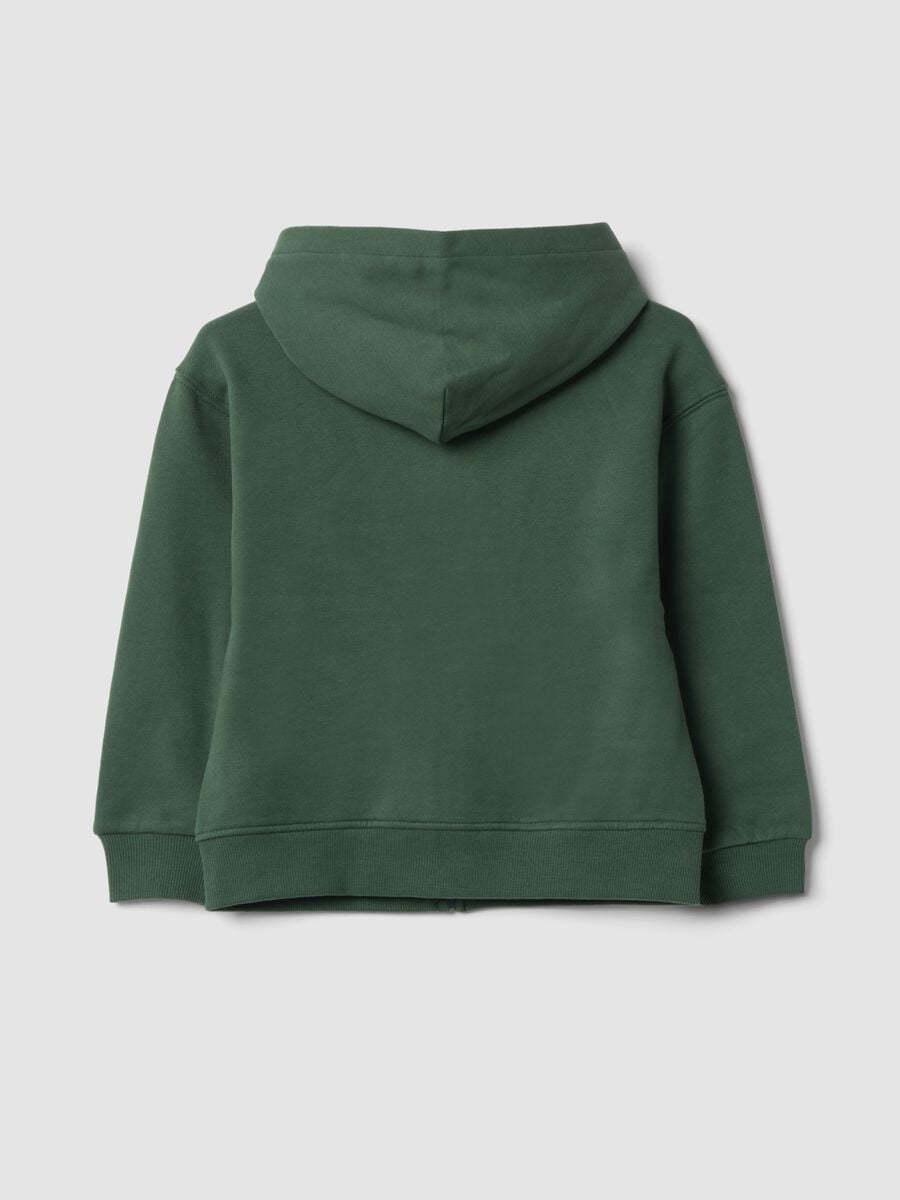 Felpa verde in puro cotone organico con cappuccio relaxed fit_1