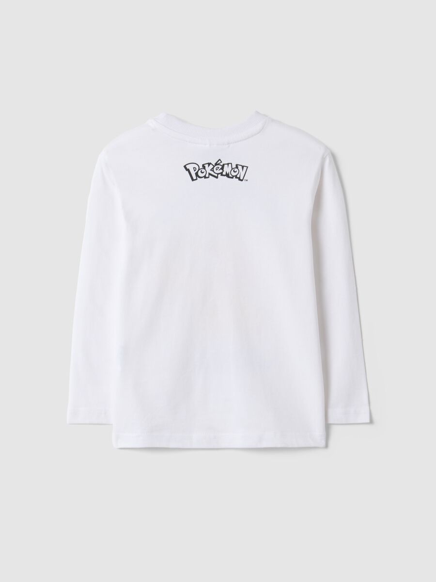 T-shirt in puro cotone bianca regular fit da bambino con Pikachu_1
