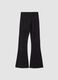 Pantaloni flare neri in cotone elasticizzato con stampa glitterata_0