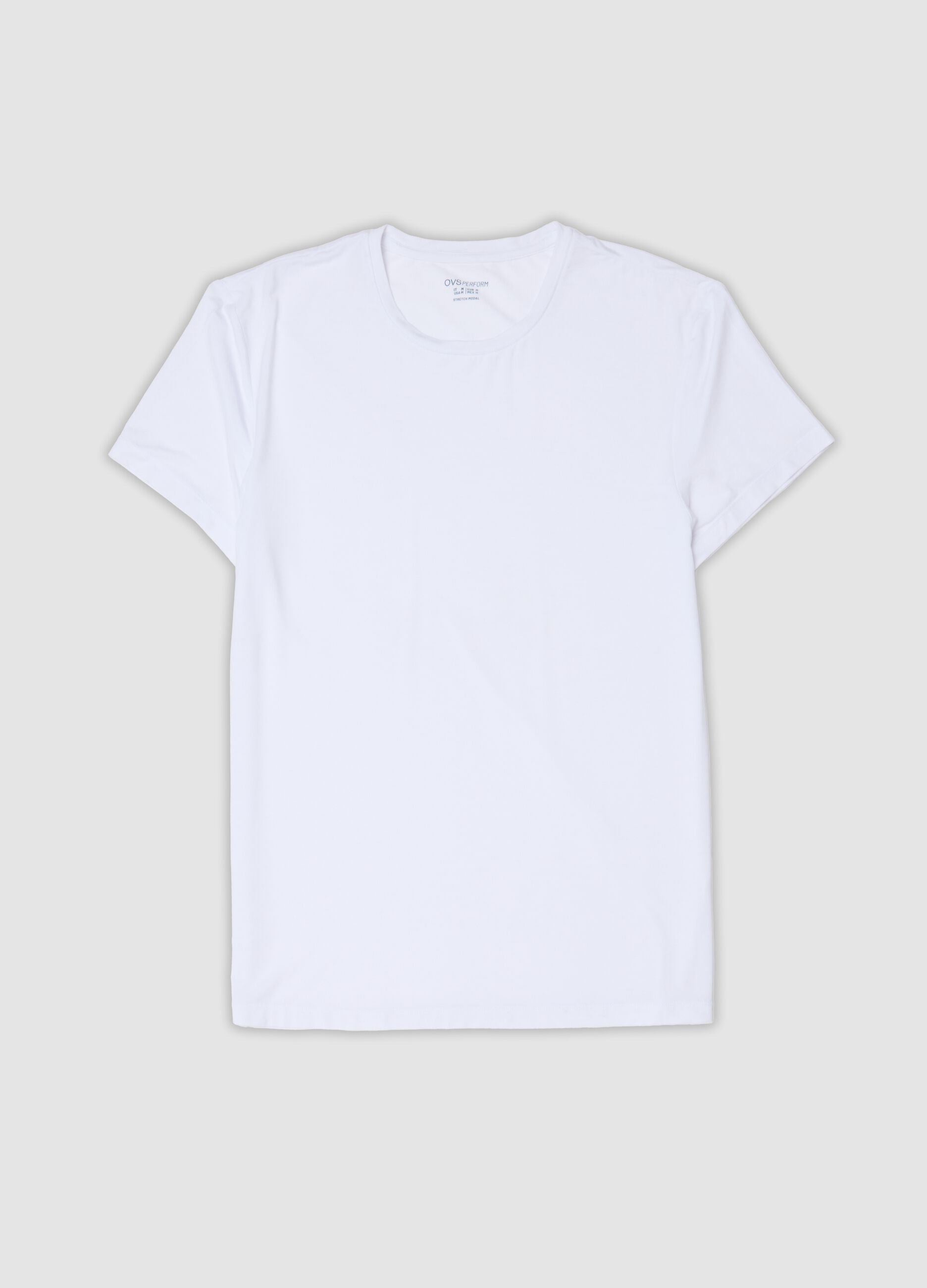 White stretch modal crew-neck T-shirt