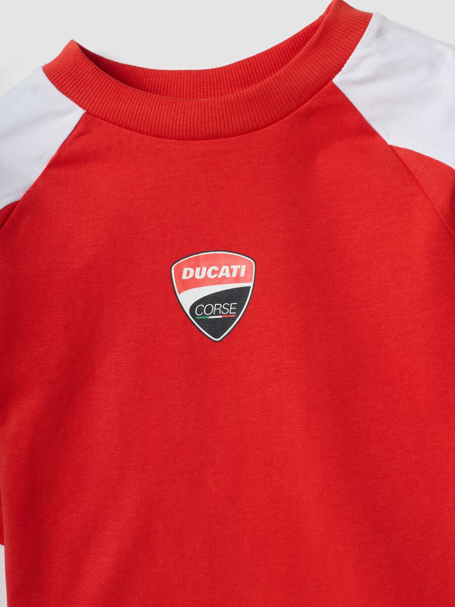 Red and black stretch cotton set with T-shirt and shorts_2