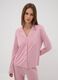 Pink pure viscose pyjamas with V-neck and contrast piping_0