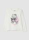 White stretch cotton Hello Kitty print T-shirt for girls_0