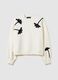 White sweatshirt in cotton and polyester blend with floral decorations_4