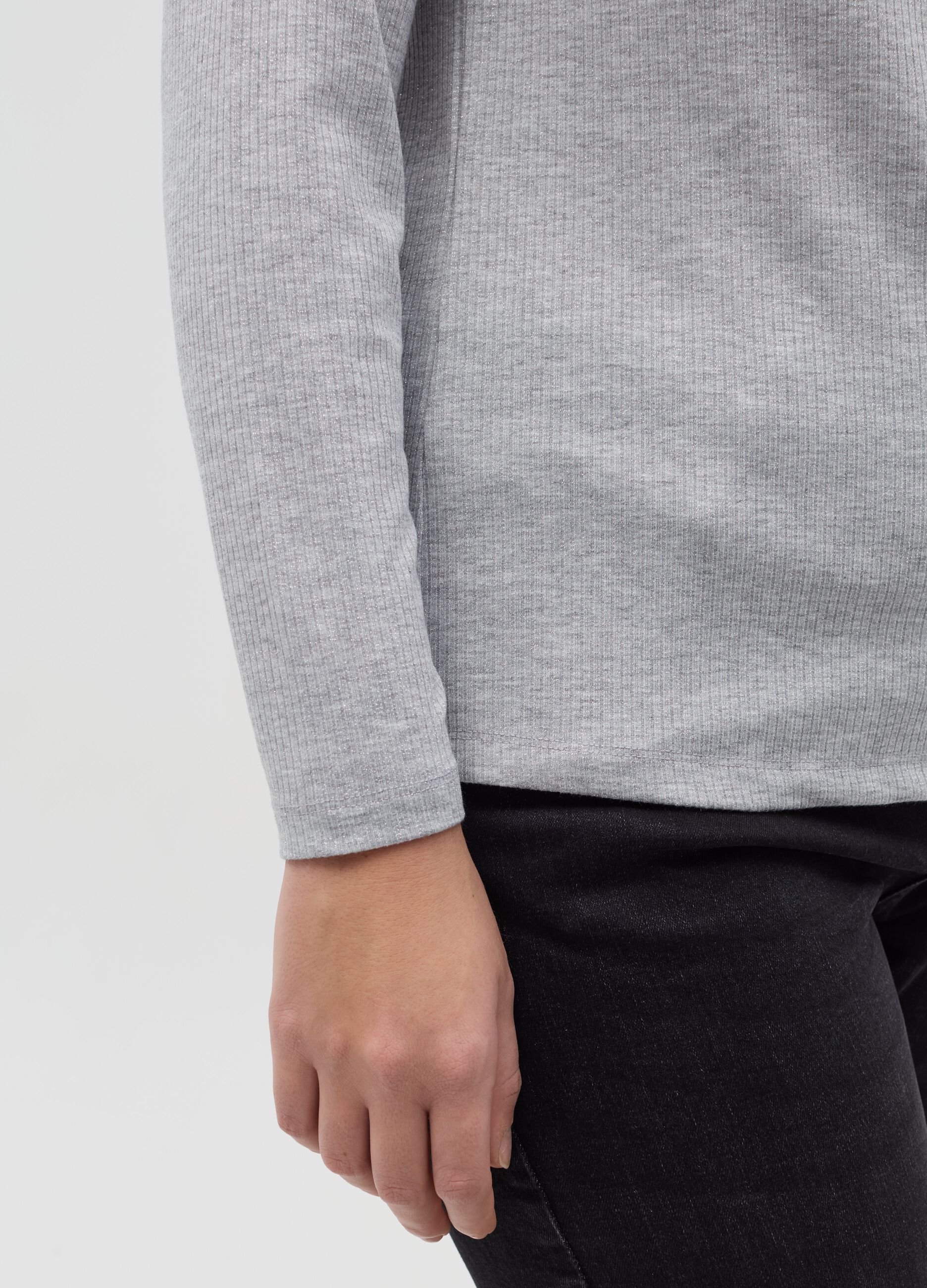 Curvy ribbed T-shirt in lurex