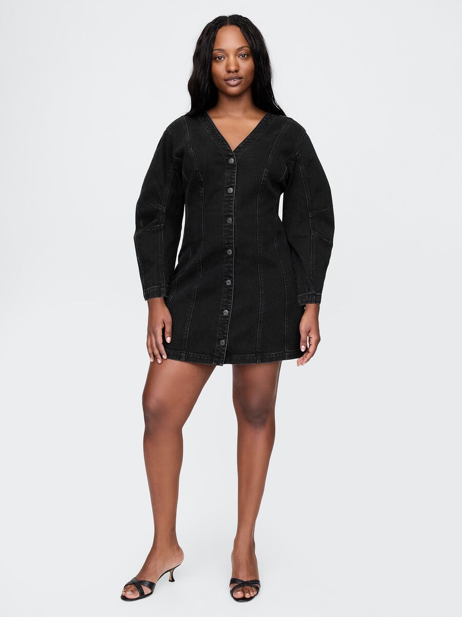 Black Denim Dress with Buttons Gap_4