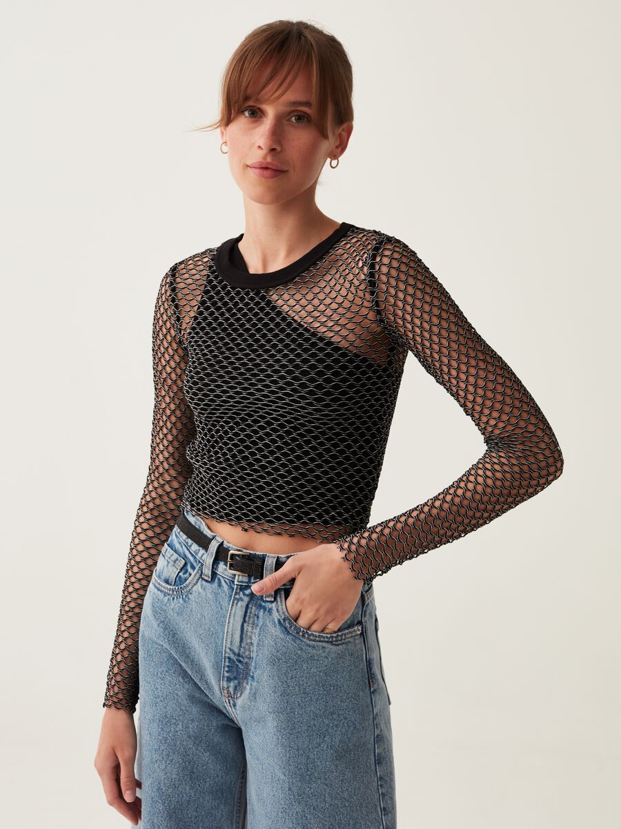 T-shirt a rete in lurex_0
