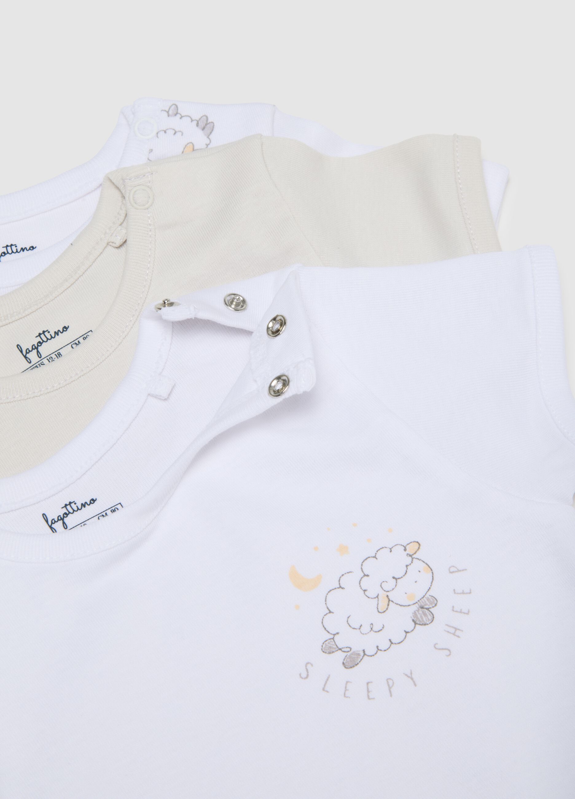 Multicolour pure cotton newborn bodysuits tripack set