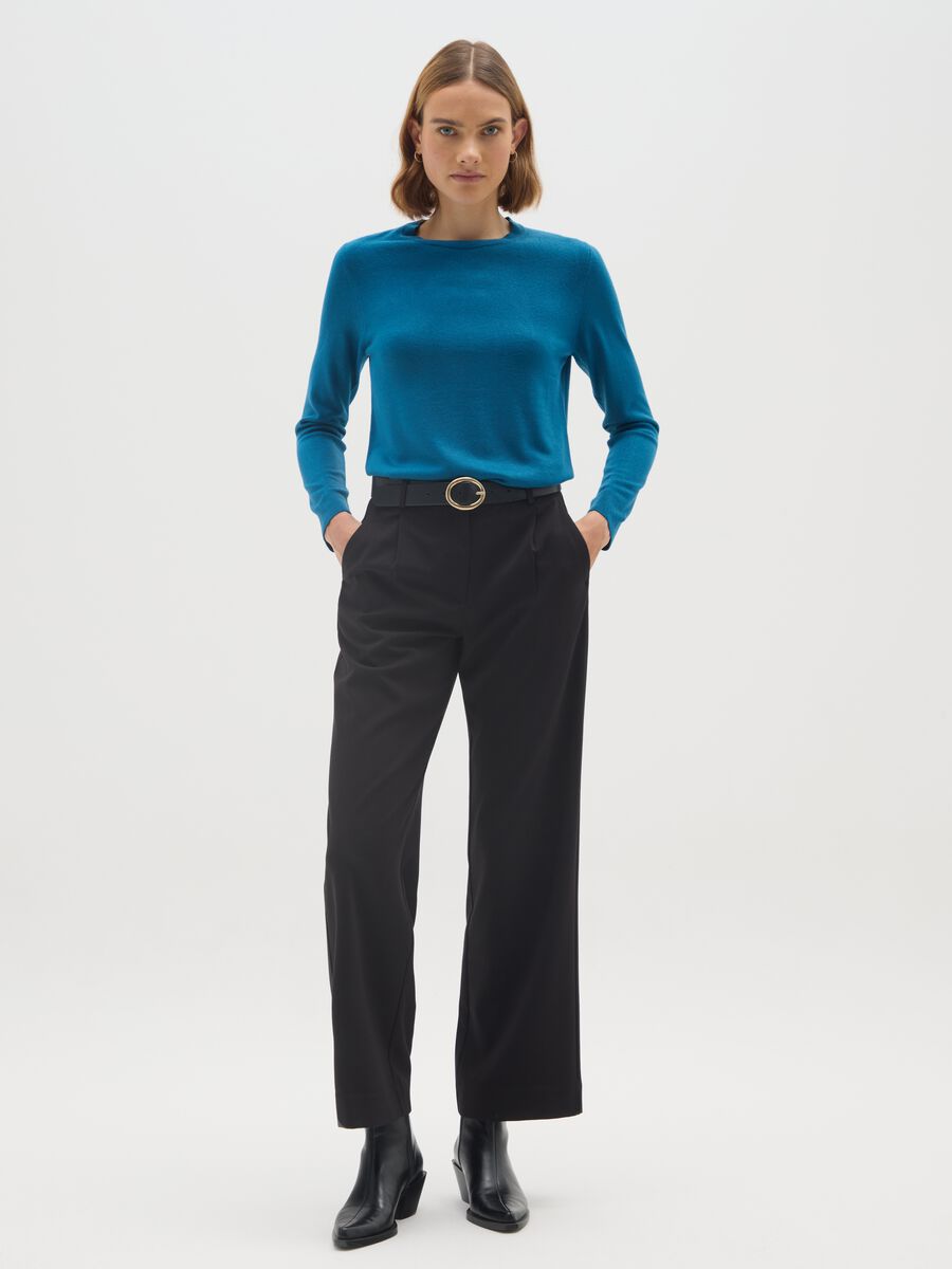 Blue crew neck regular fit sweater_1