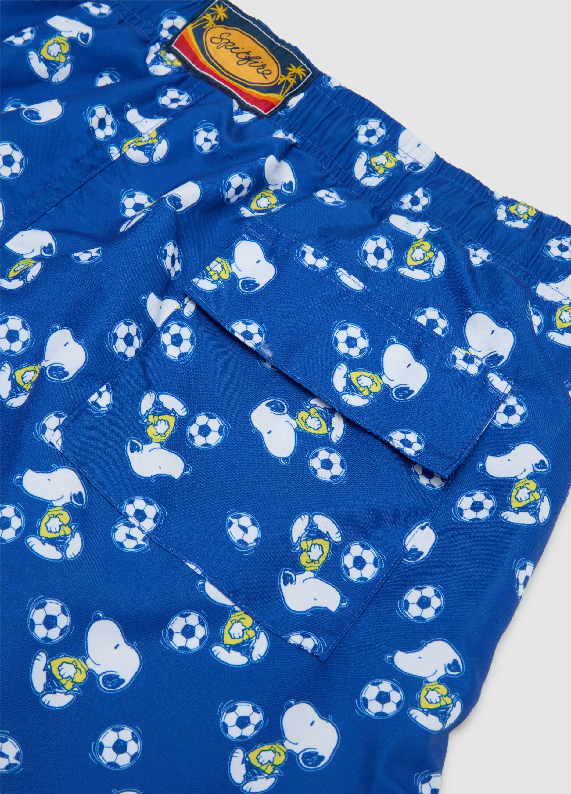 Men’s blue fabric shorts with print