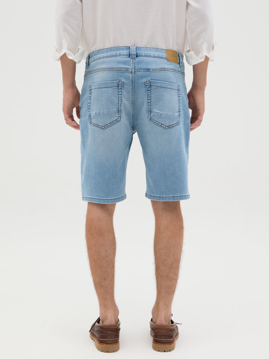 Men's Slim Fit Light Blue Denim Shorts_3