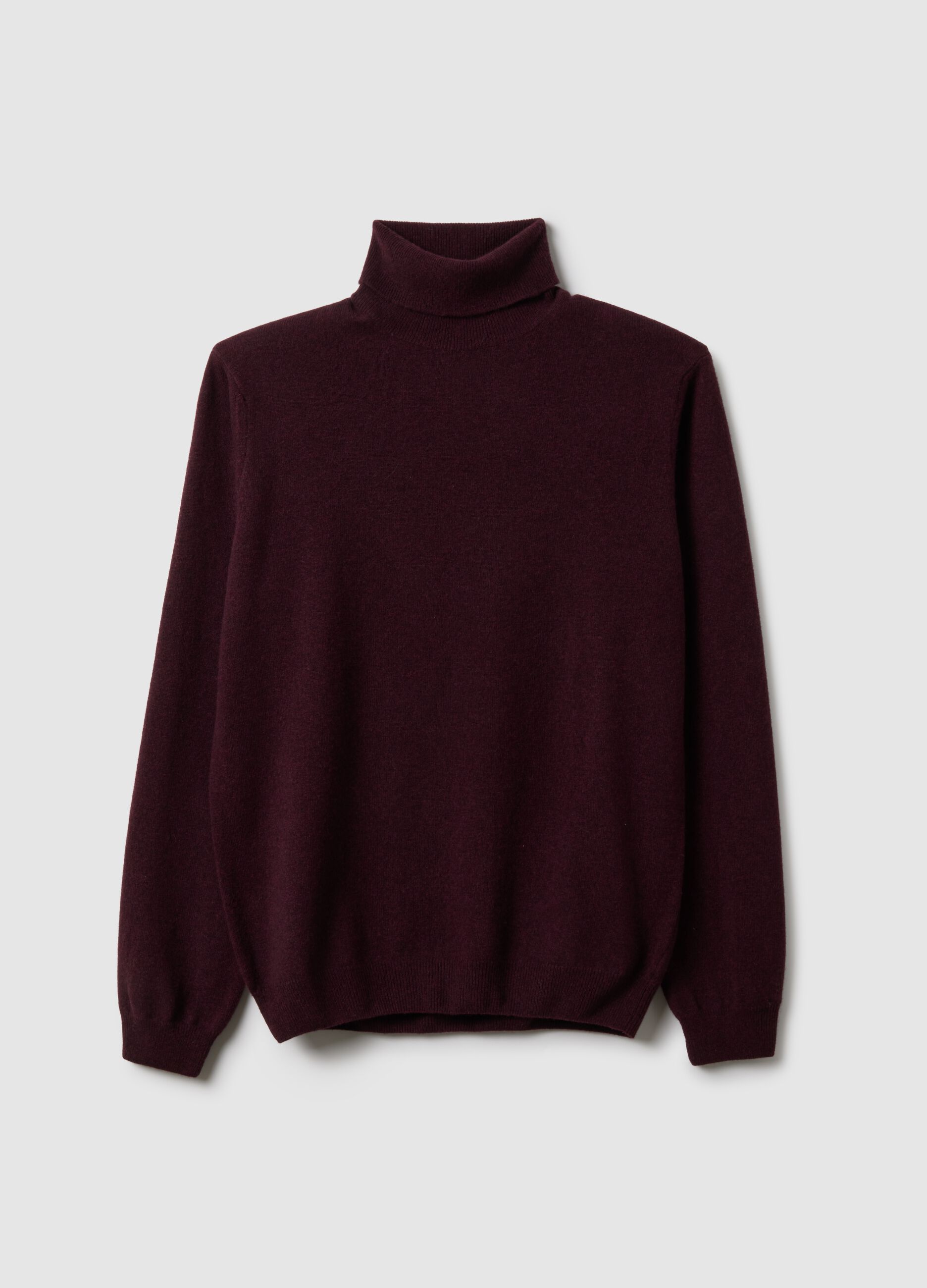 Maglione a collo alto in pura lana d'agnello rosso regular fit