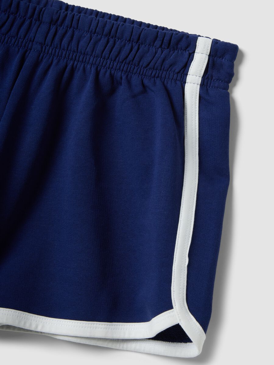 Shorts blu in puro cotone con vita elasticizzata regular fit_5