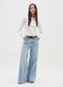White long-sleeve regular fit pure cotton top with rhinestones_0