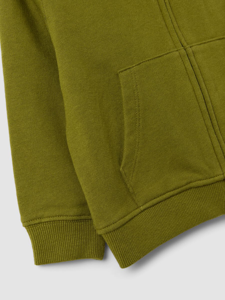 Felpa verde con cappuccio in puro cotone organico regular fit per bimbo_3