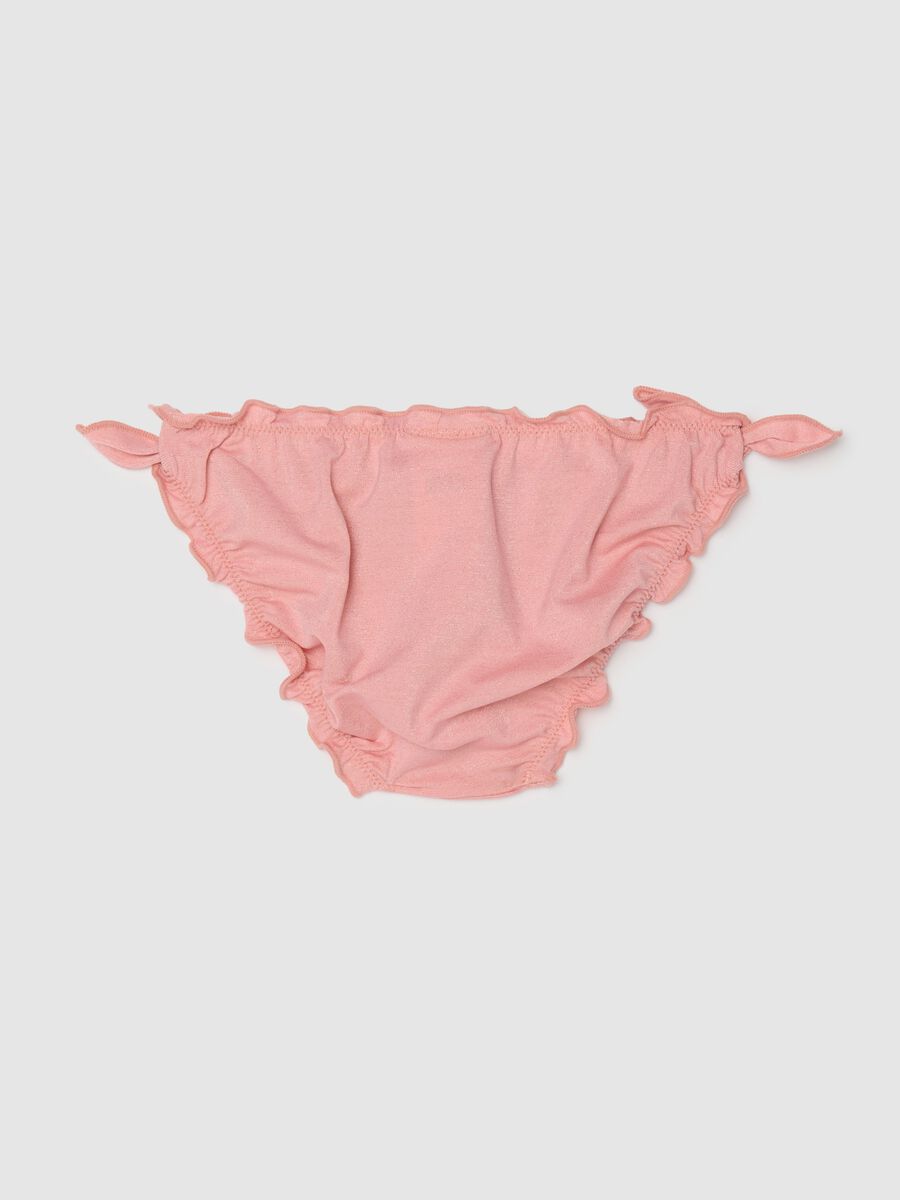 Girls' pink ruched bikini briefs in elastane blend_1