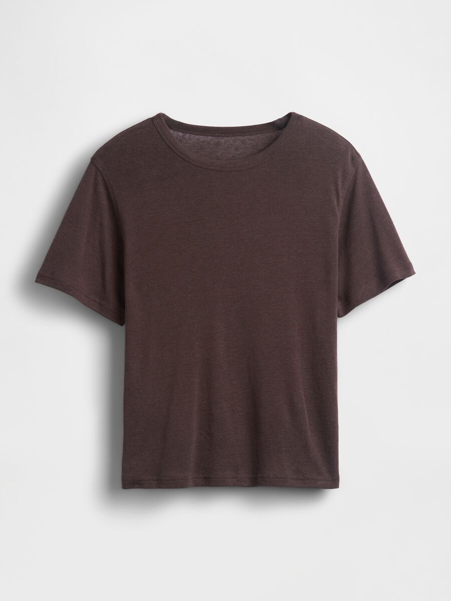 T-shirt a maniche corte in misto lino_2