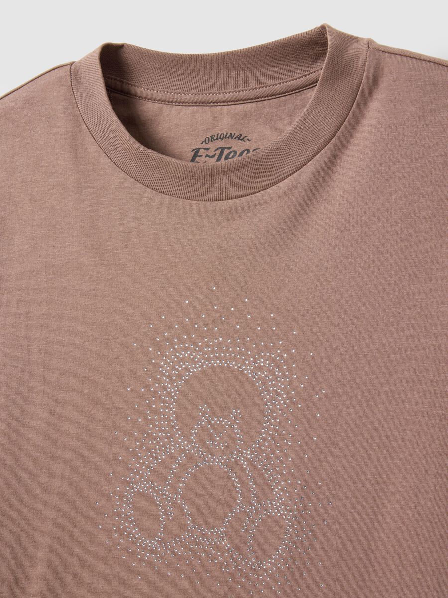 Pure cotton brown t-shirt regular fit with glittery teddy bear_5