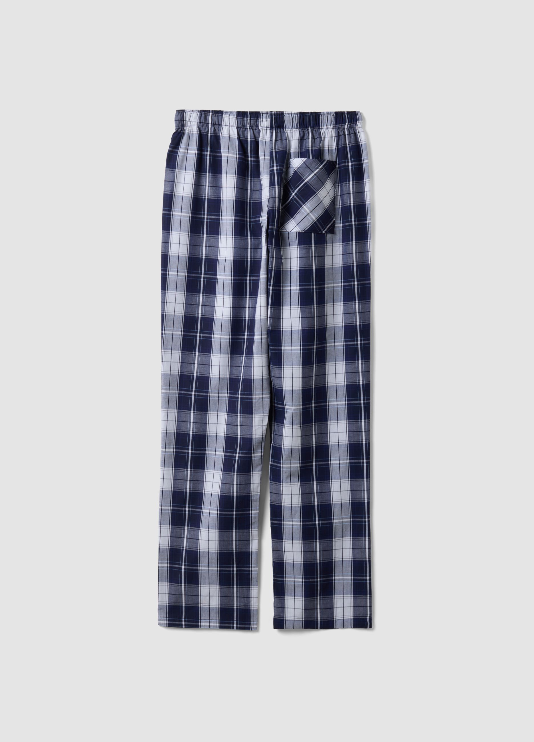Men&rsquo;s blue organic cotton checked pyjama trousers