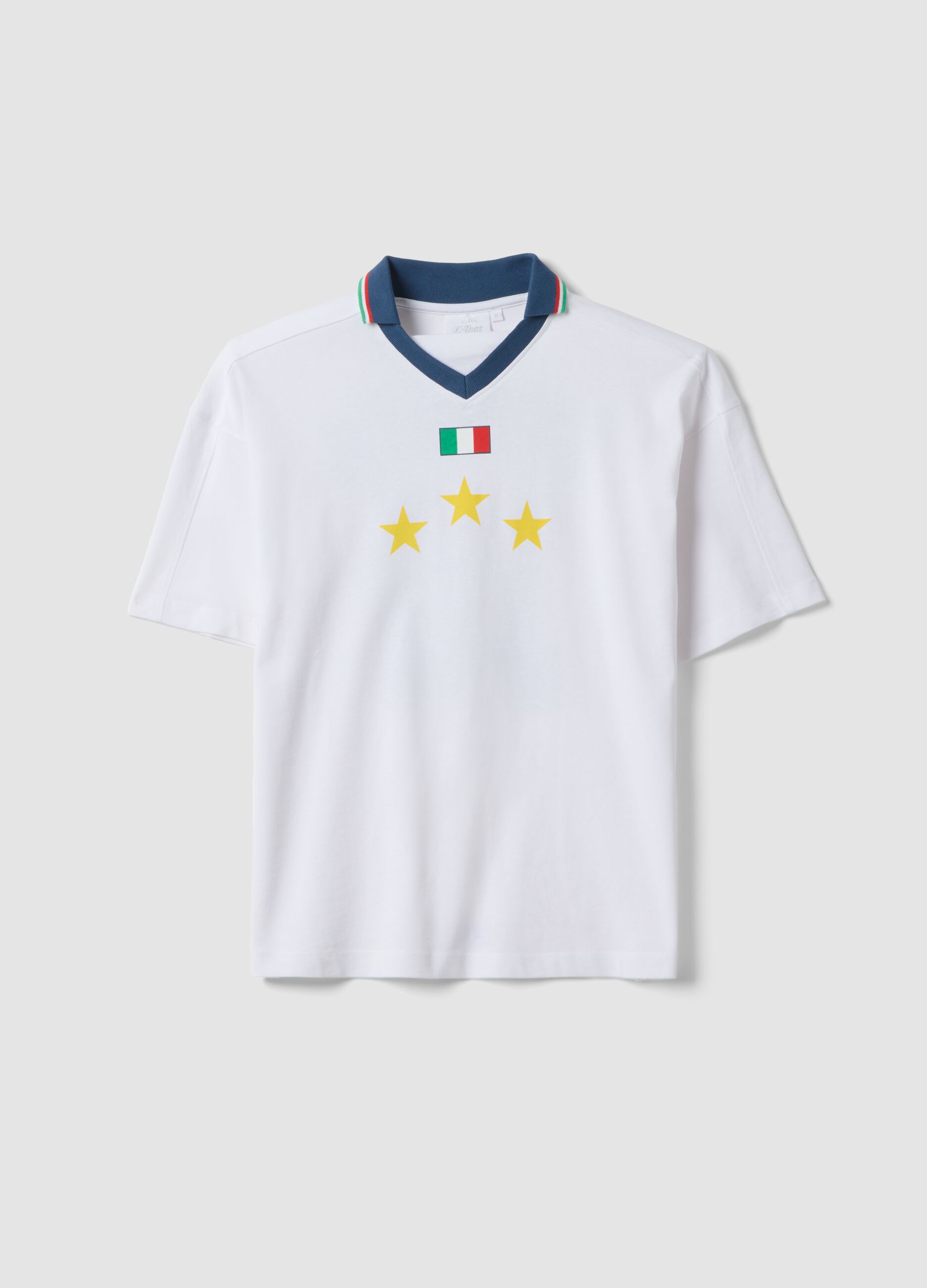 White pure cotton regular fit t-shirt with Italy details