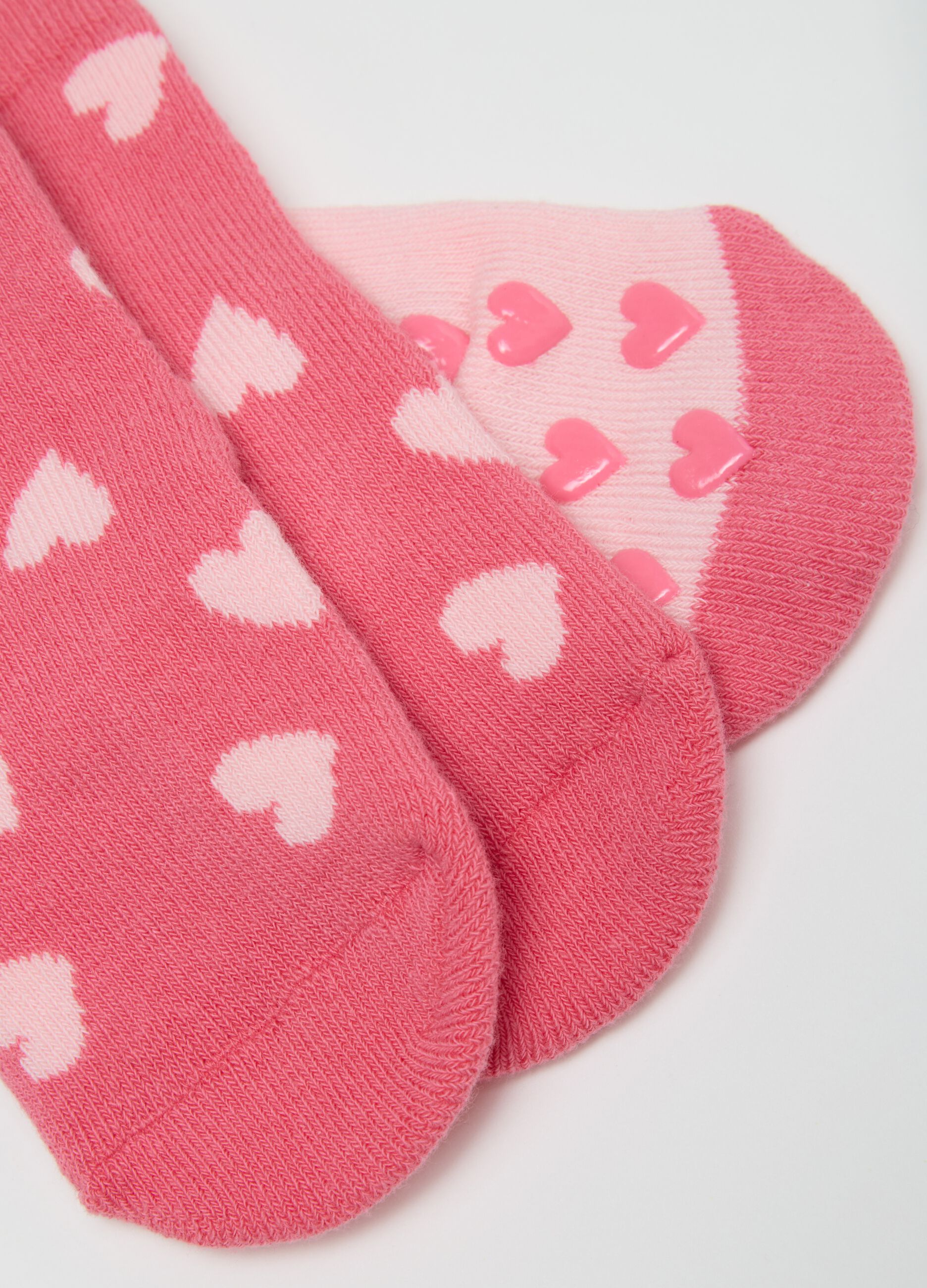 Set of pink elasticated cotton baby girl socks