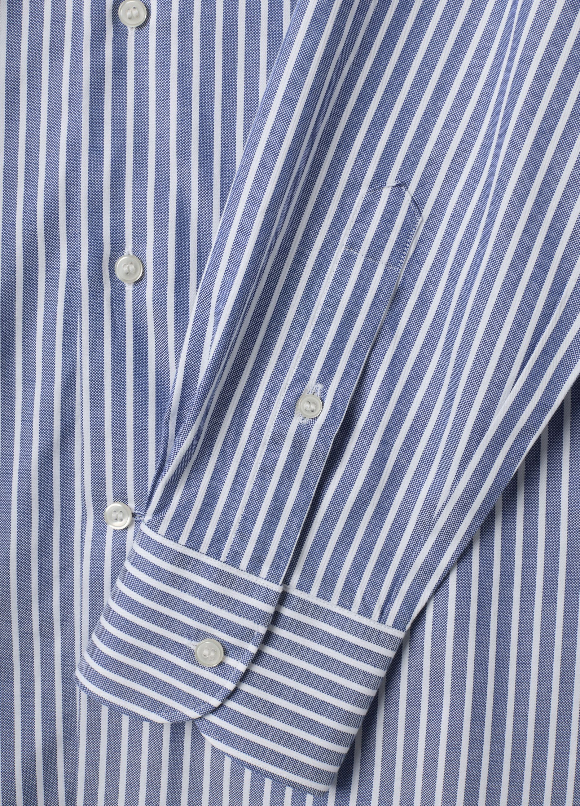 White pure cotton striped Oxford shirt, slim fit