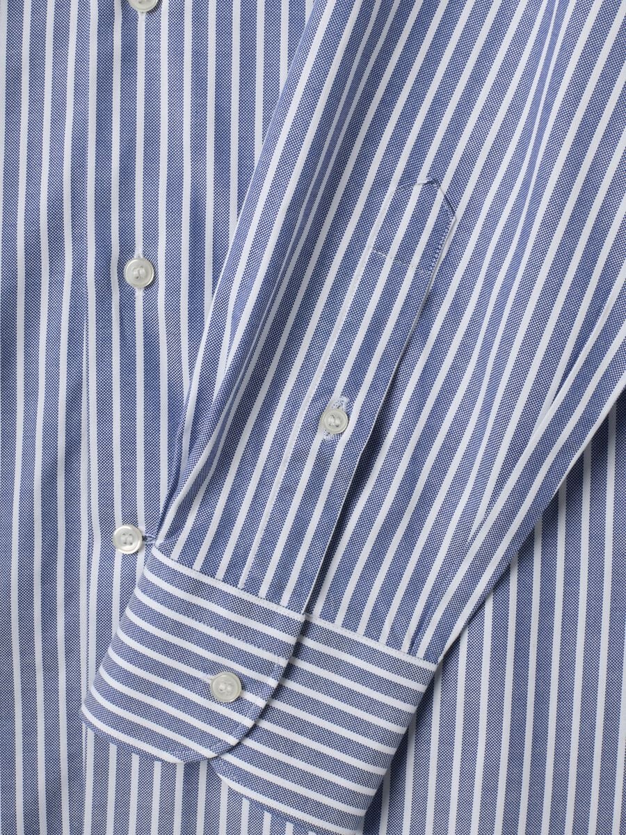 Camicia oxford bianca in puro cotone a righe slim fit_5