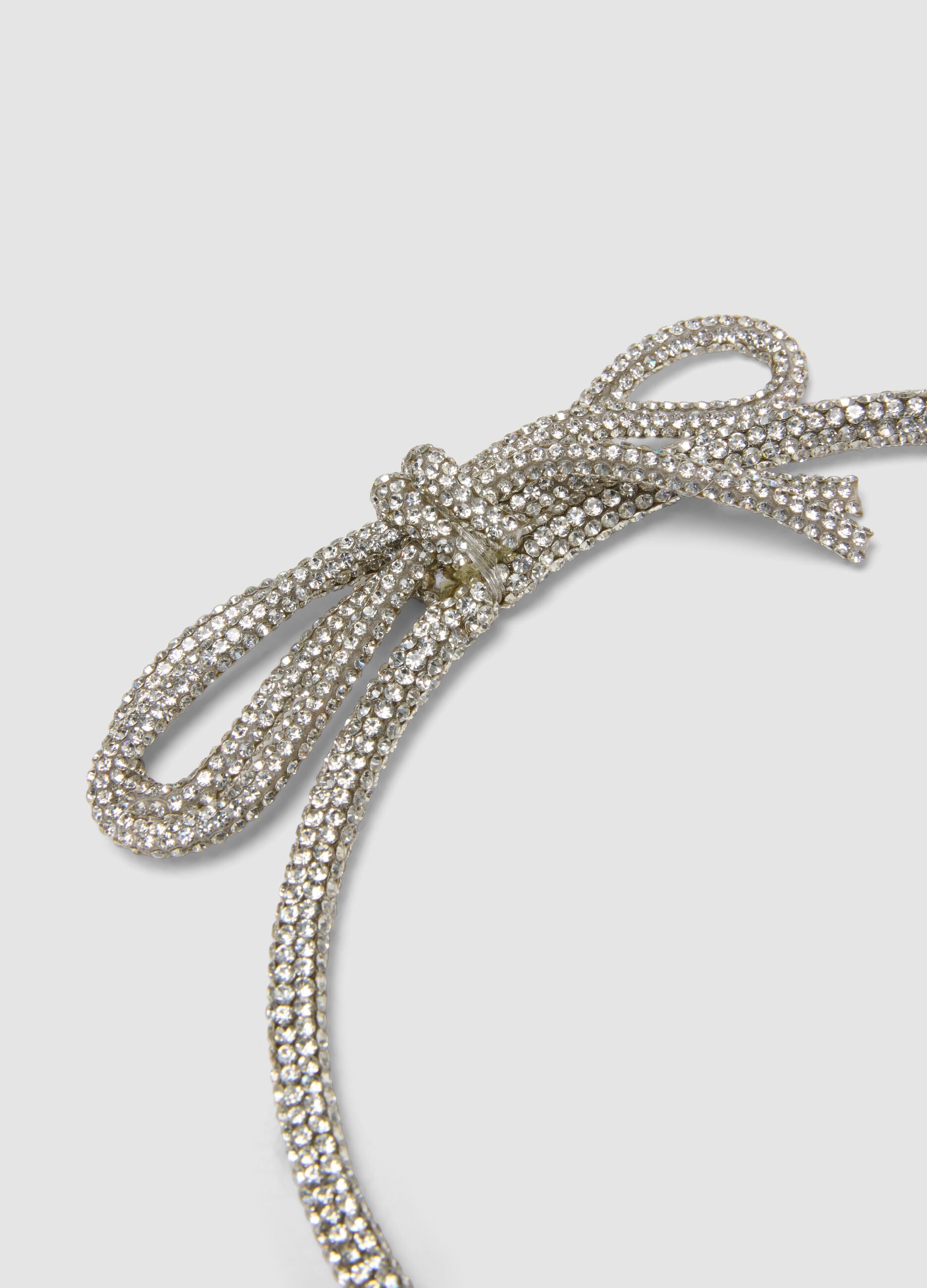 Grey headband with rhinestones and bow