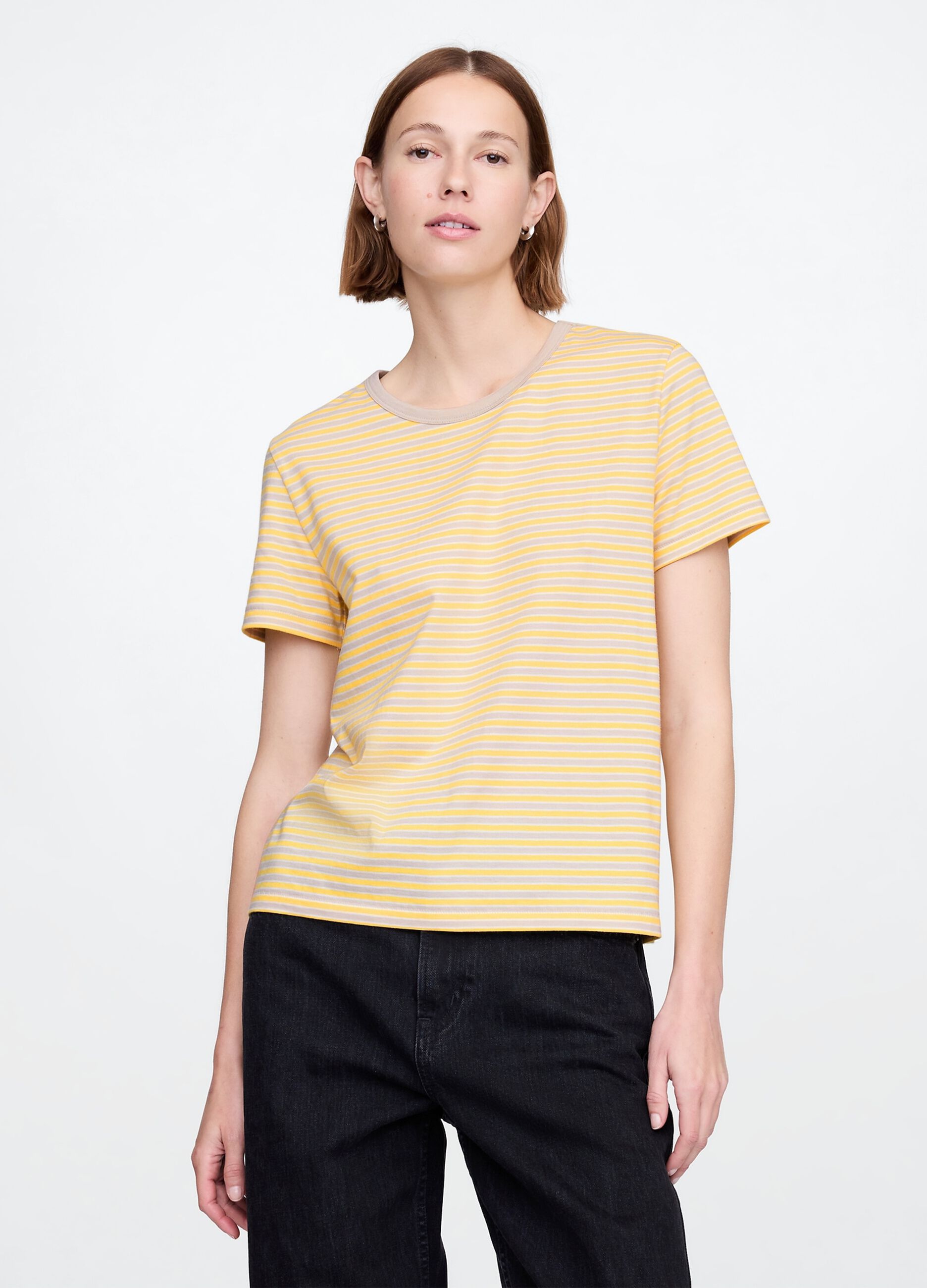 Yellow striped cotton T-shirt by Gap