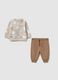Girl's beige pure cotton set with adventure motif_0