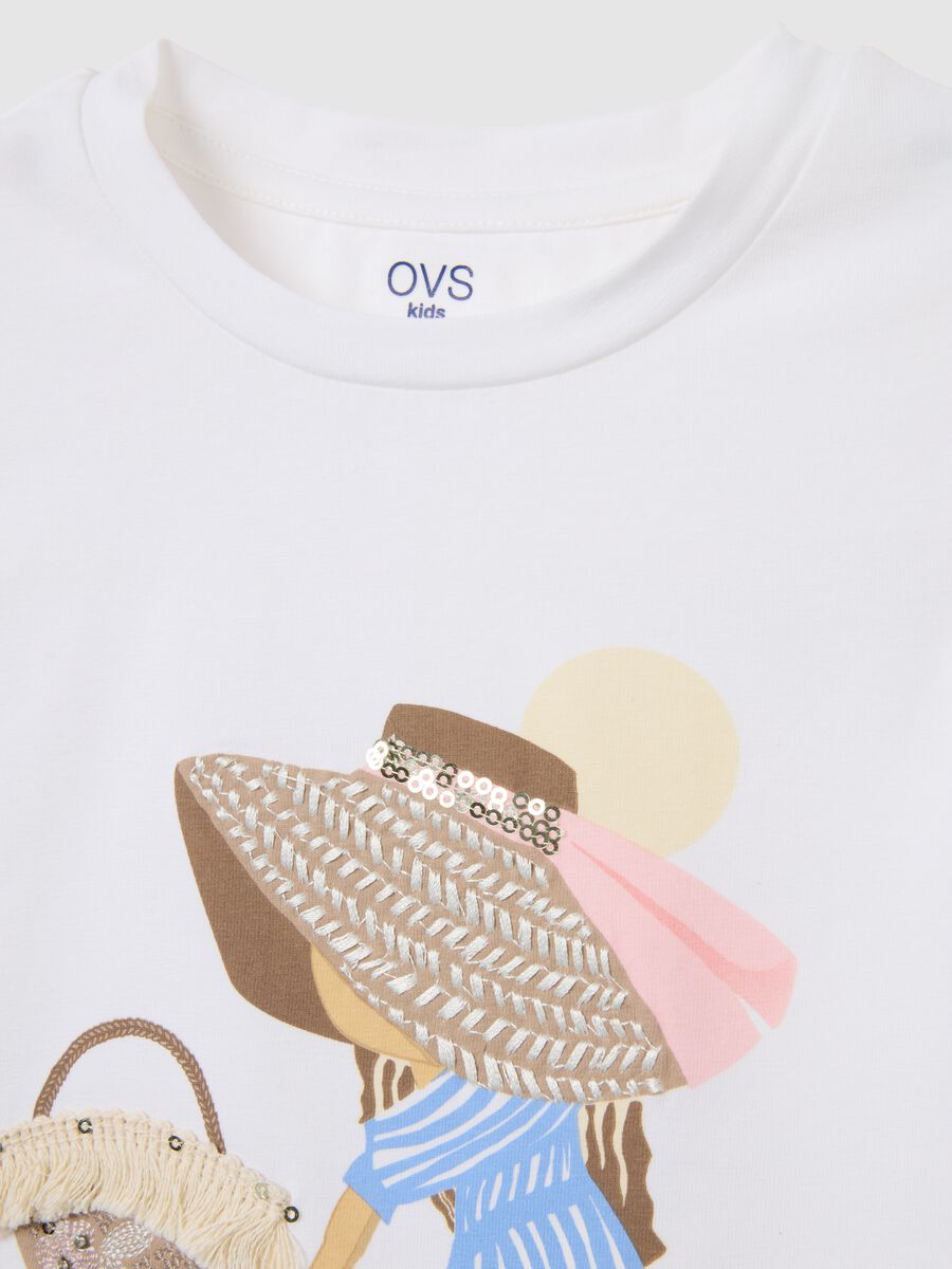 Girls' White Stretch Cotton T-Shirt_2
