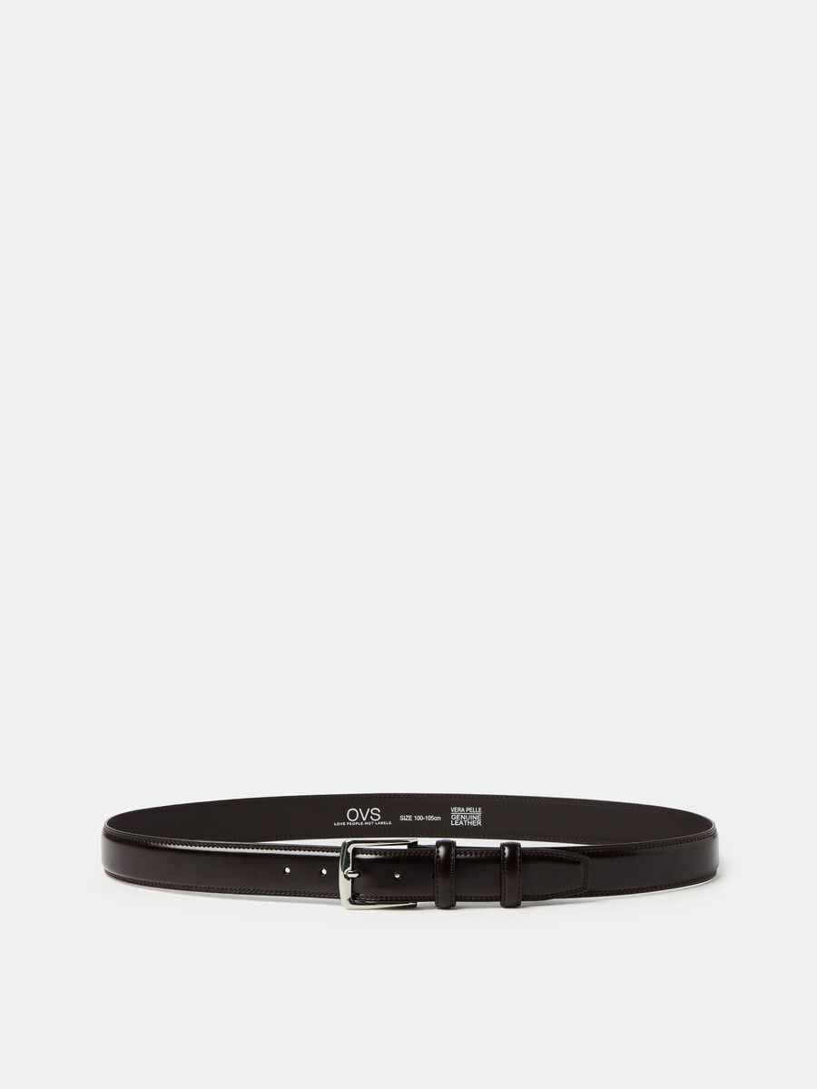 Leather belt with square buckle_1