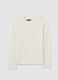 Maglione bianco regular fit con lavorazione a treccia_4