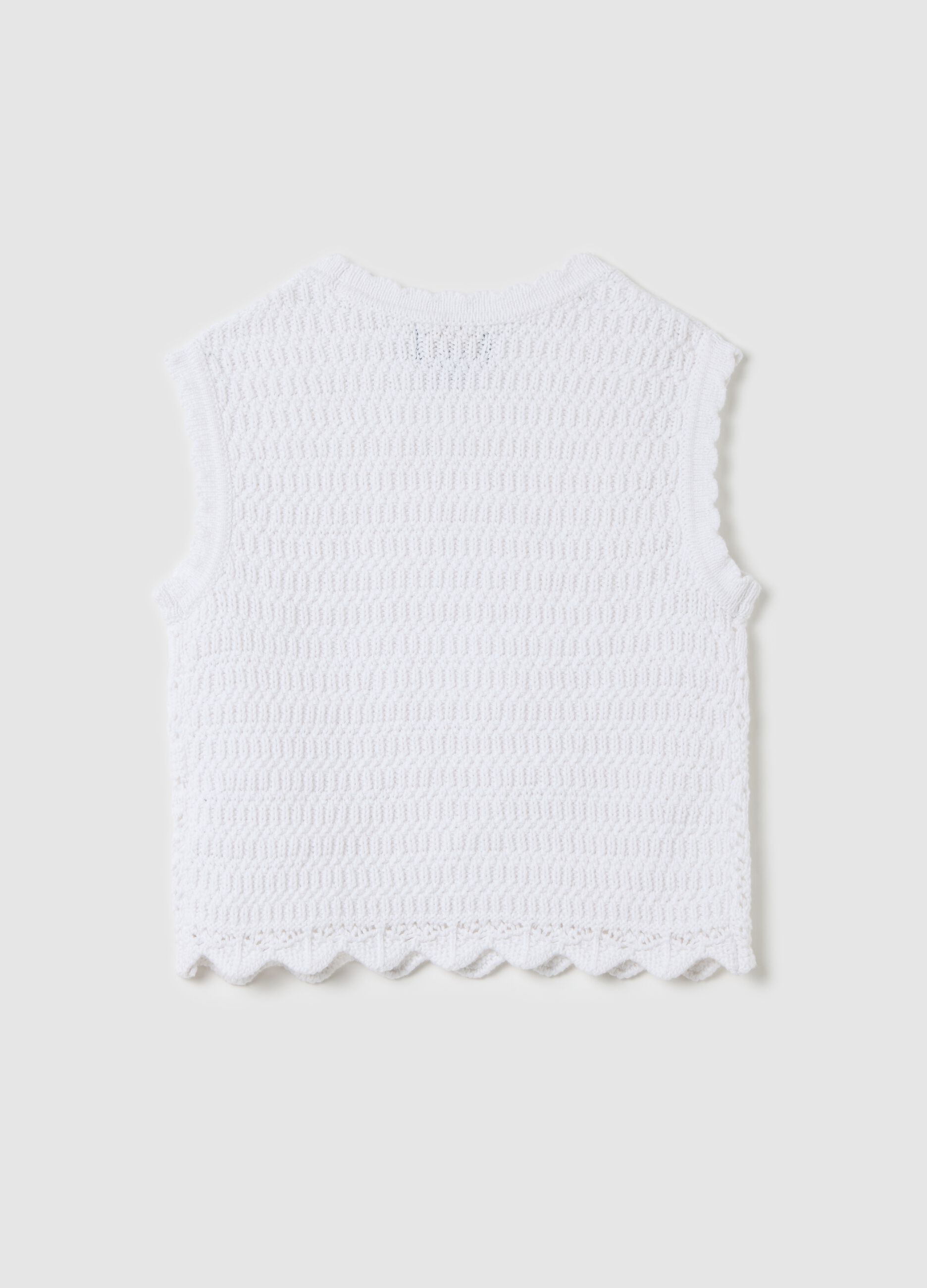 Gilet bianco in maglia traforata