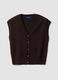 Gilet marrone con scollo profondo a V e bottoni over fit_0