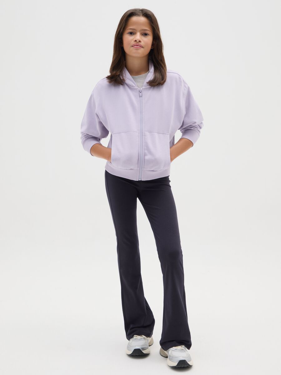 Girls' blue stretch cotton trousers in regular fit_1