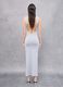 Grey Melange Backless Long Dress _3