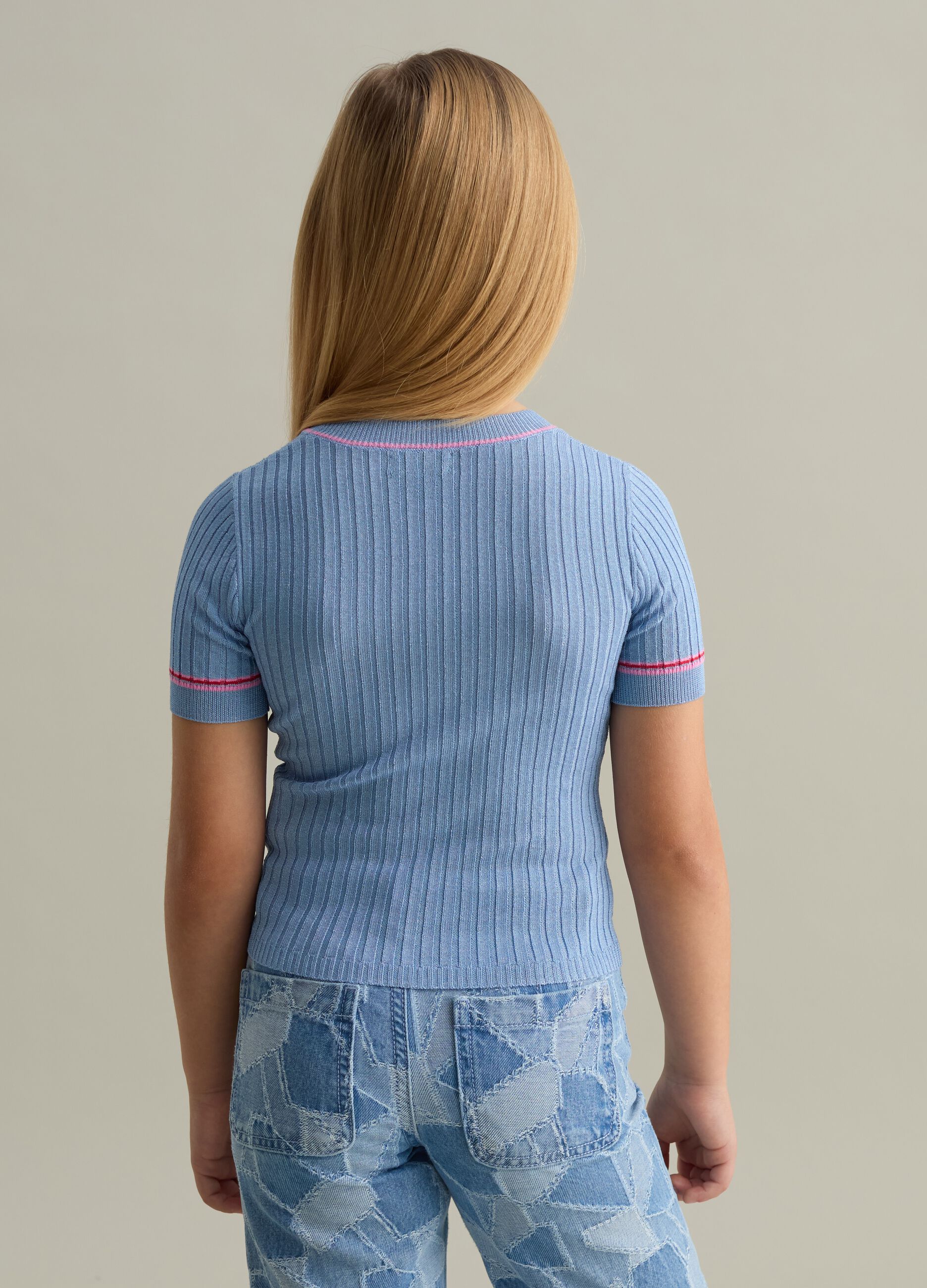 T-shirt in ribbed jersey with lurex
