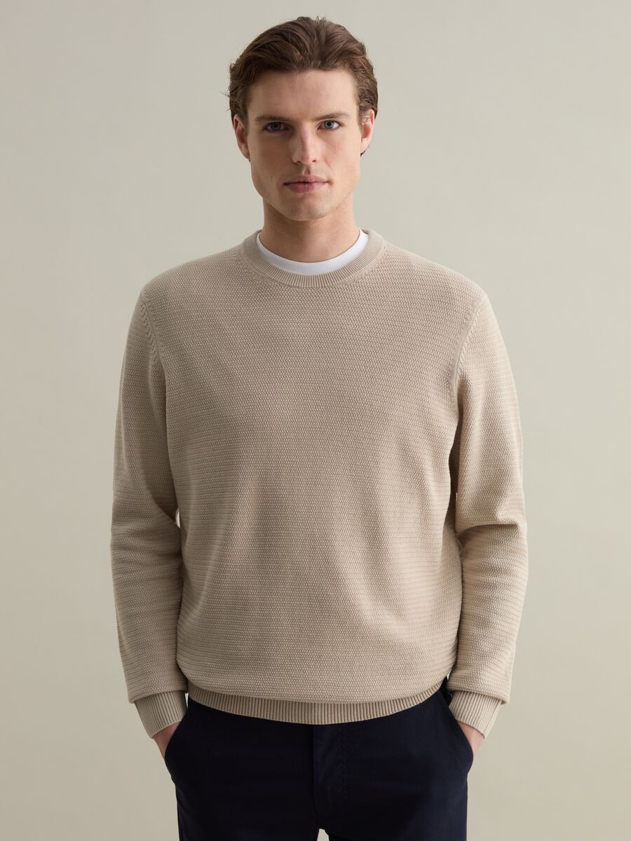 Cotton pullover with wavy trim_0