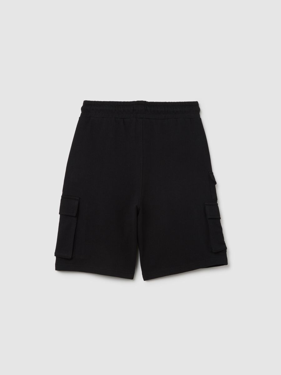 Black Cargo Shorts in Pure Cotton OVS Kids_4