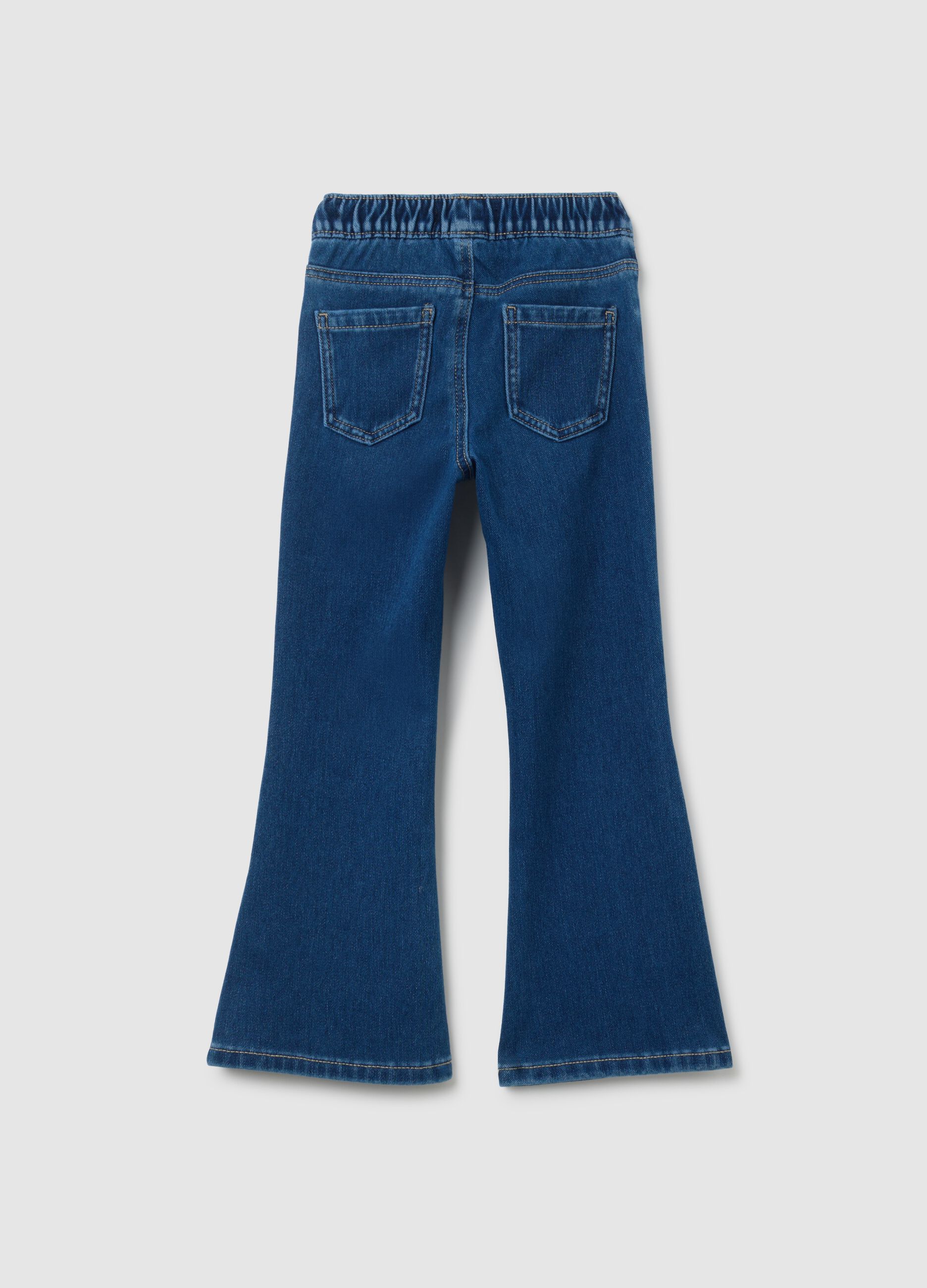 Girls' Blue Flare Cotton Blend Jeggings
