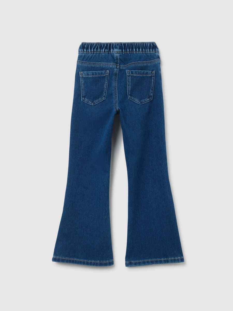Jeggings da bambina in misto cotone blu flare_1