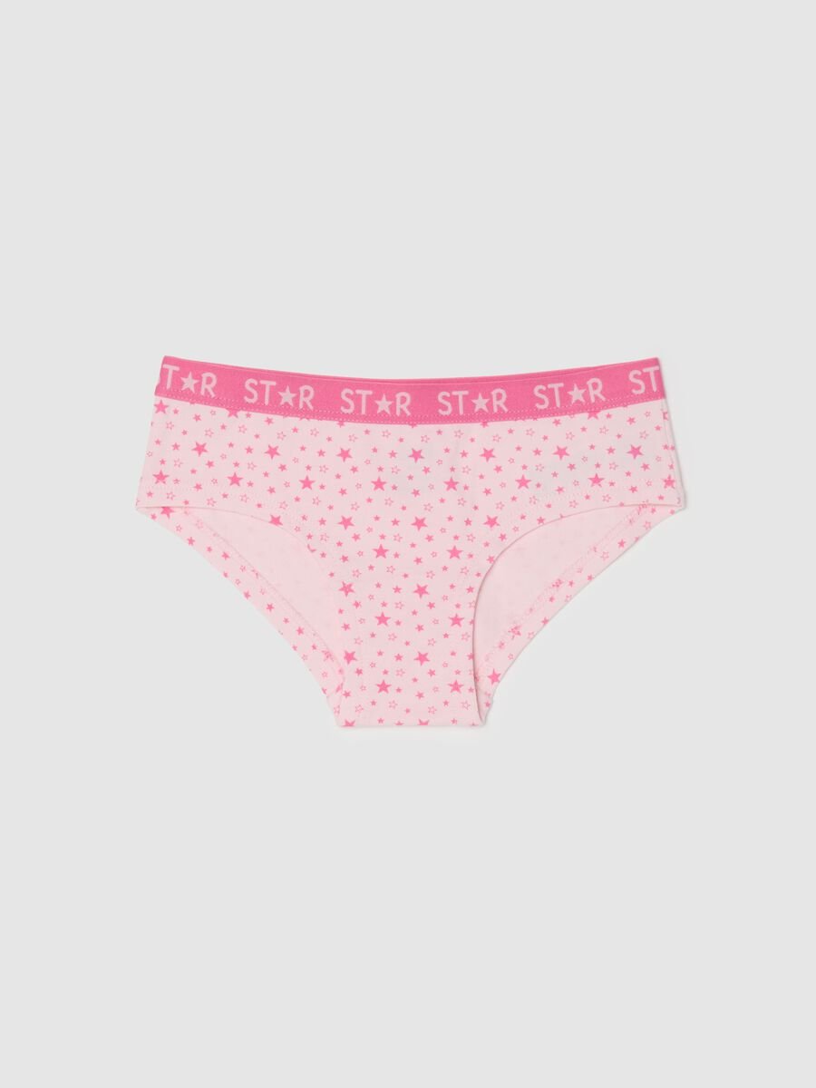 Stretch cotton knicker shorts with star print_0
