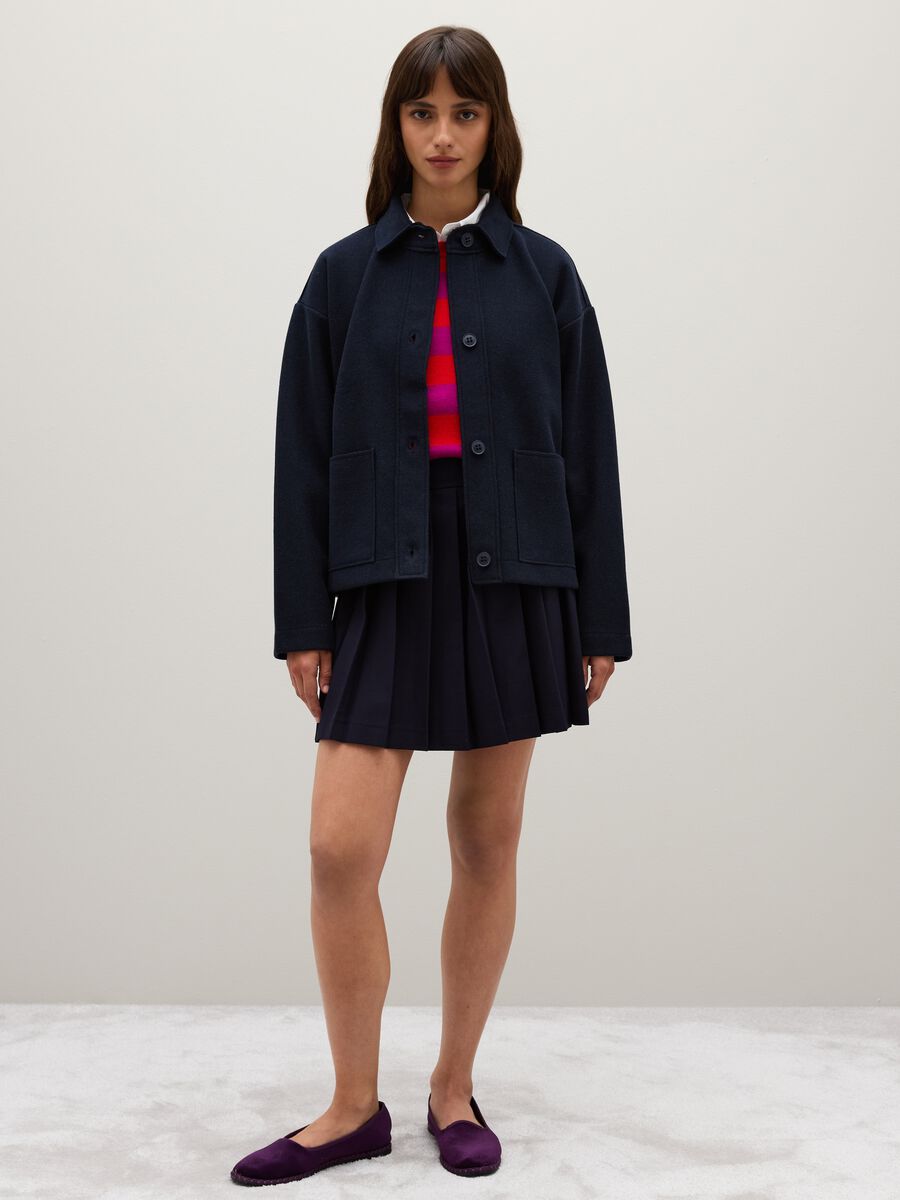 Cardigan blu regular fit con chiusura a bottoni_1